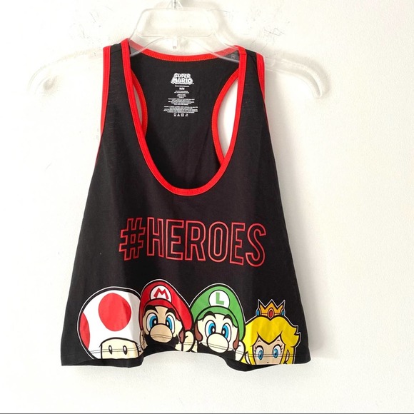 Nintendo Tops - Super Mario #heroes Black Crop Top NWTs Medium